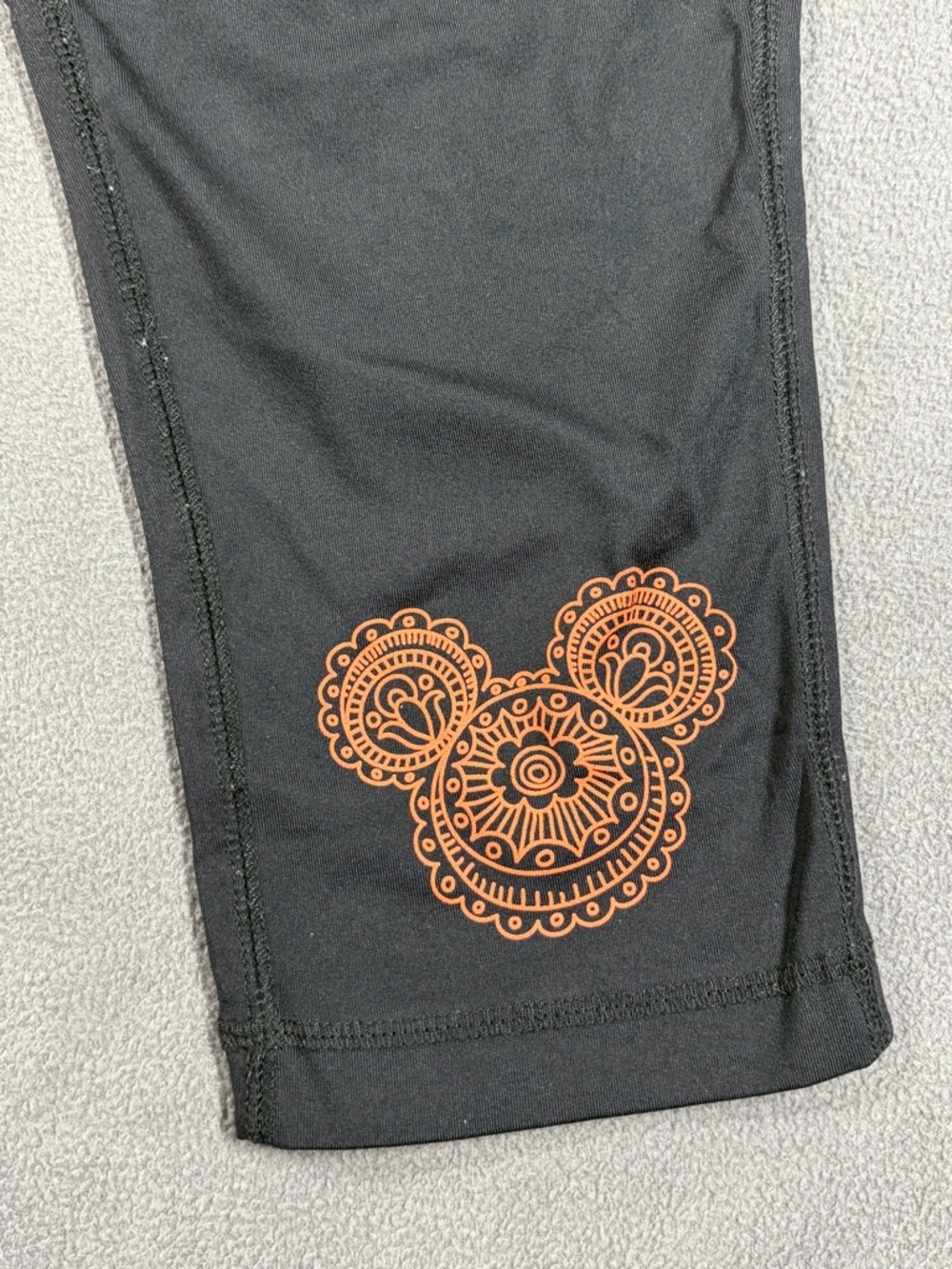 Disney Parks Black Capri Leggings with Pink Purple Mickey Patterned Waistband - Picture 3 of 10